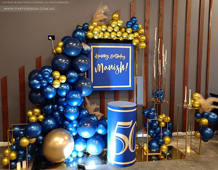 Gold and Blue Baloons