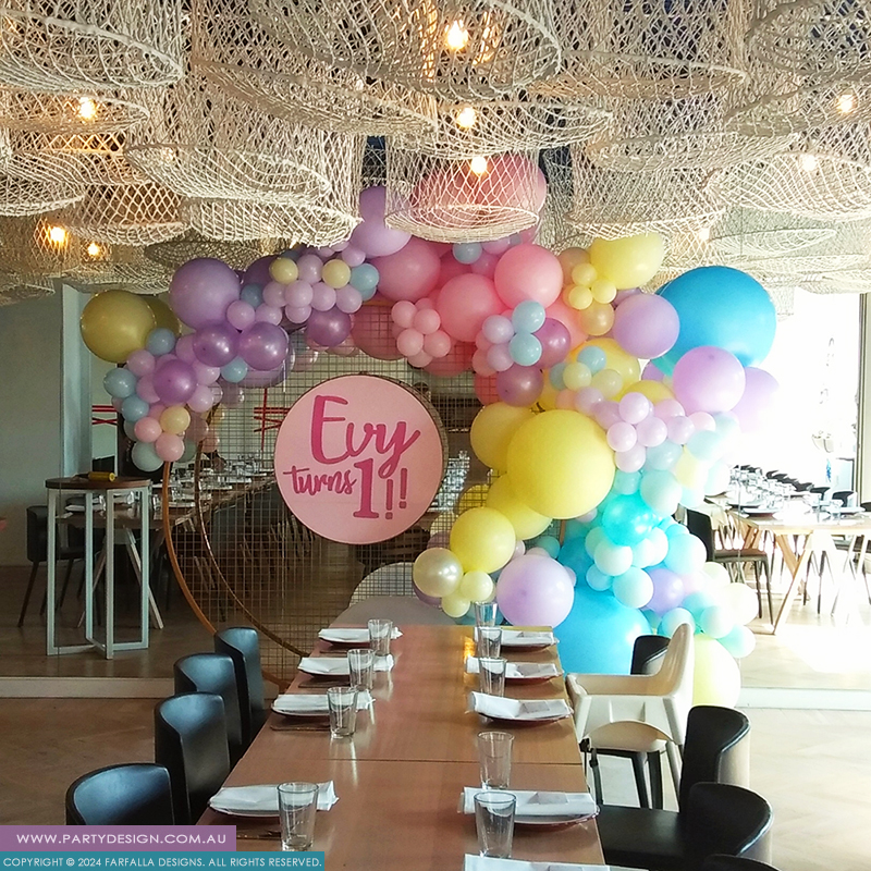 Birthday Party. Gold and Blue Baloons