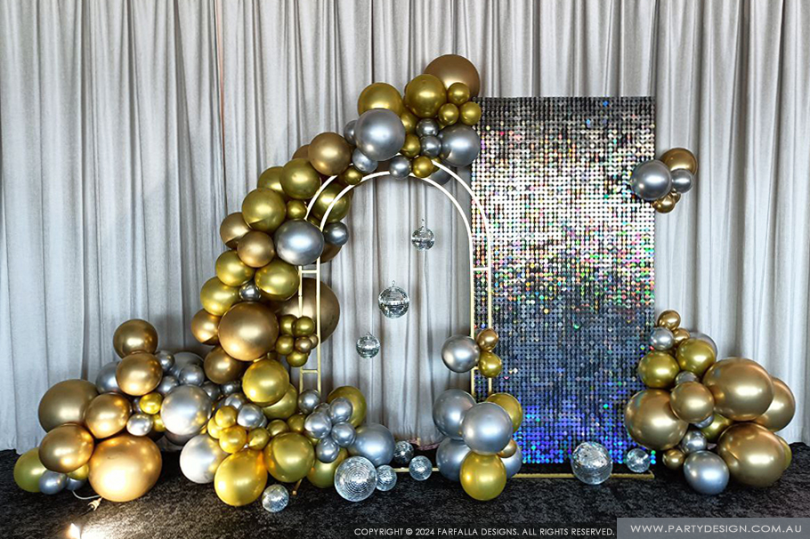 Xmas Party. Gold and Silver Baloons