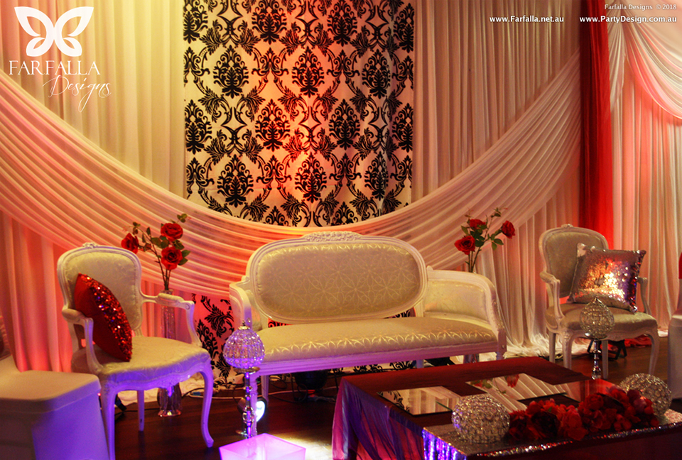 Photo 92.  <b>Red Vogue Backdrop, French Style Sofa   Chairs</b>