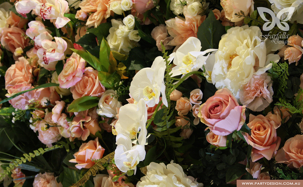 Photo 6.  <b>Leonda By The Yarra: Peach, Cream, Dusty Pink   White Orchids Flower Wall  </b>