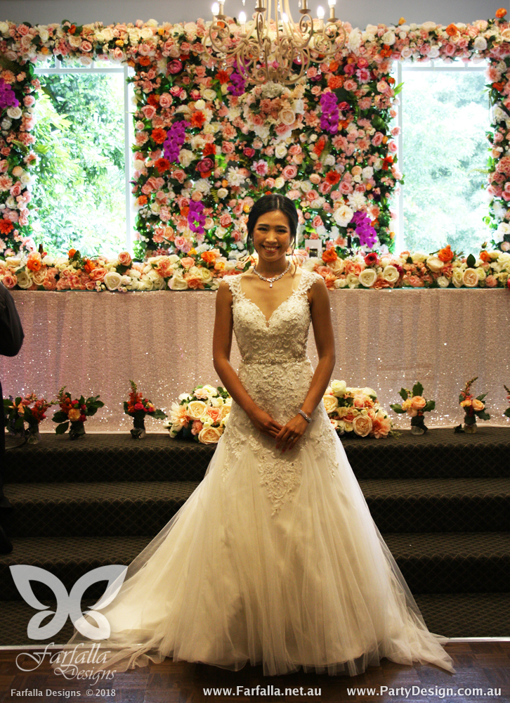 Photo 15.  <b>Peach, Champagne, Fuschia   Orange Flower Wall</b>