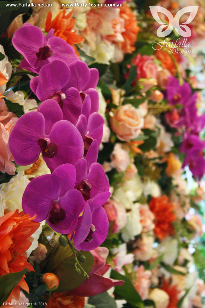 Photo 16.  <b>Peach, Champagne, Fuschia   Orange Flower Wall</b>