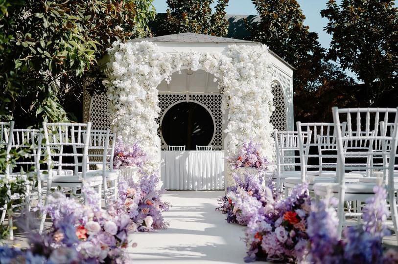 Photo 2.  <b>Wedding Gazebo Floral Decor - White Night Reception</b>